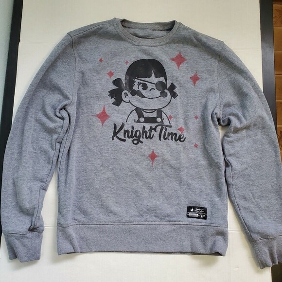 Milky With Eyepatch Gray Sweatshirt Knight Time by Knights of Bedlam & Horror  S - Picture 1 of 12
